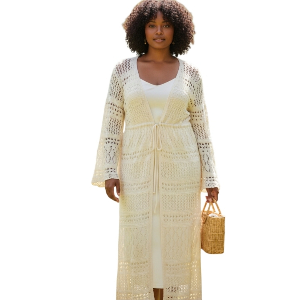 SHEIN Cream Crochet Cardigan SZ.3XL